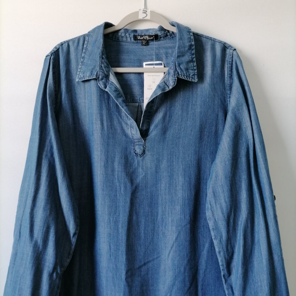 Velvet Heart Denim Blue High-Low Shirt Dress - Picture 2 of 8
